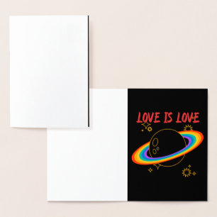 Carte Dorée L'amour est l'amour. Planète arc-en-ciel. Fierté L