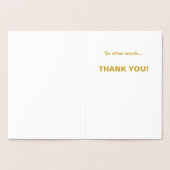 Carte Dorée Langues Merci multilingue Or (Intérieur)