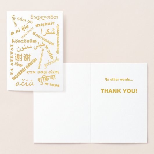 Carte Dorée Langues Merci multilingue Or (Affichage)