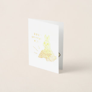 Carte Dorée Lapin Mignon Tenant Sa Carotte