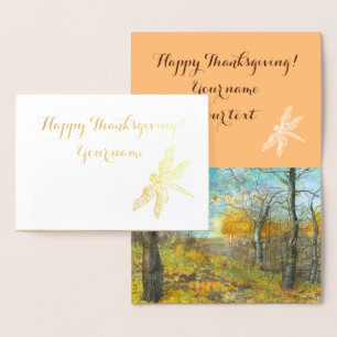 Carte Dorée L'automne doré dans une aquarelle en chênaie