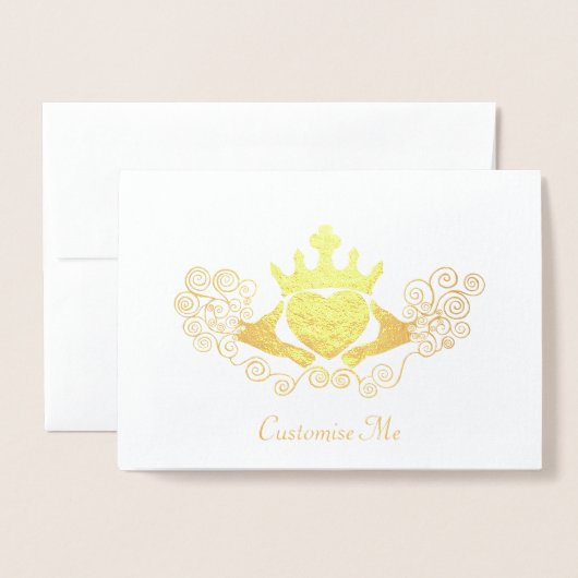 Carte Dorée Le Claddagh (en or) (Devant avec enveloppe)