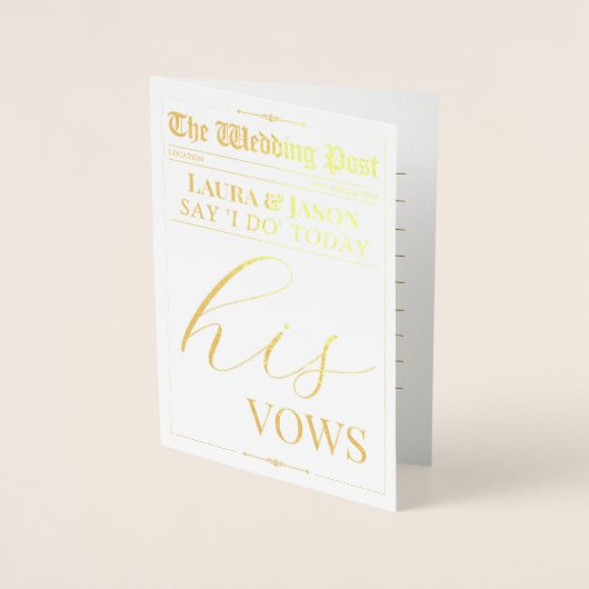Carte Dorée Le Journal Mariage De Luxe Vows, Ses Voix Mariages (Devant)