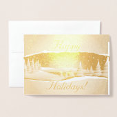 Carte Dorée Les arbres de l'hiver dans la neige Noël (Devant avec enveloppe)