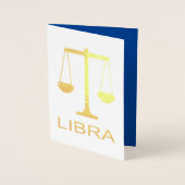 Carte Dorée Libra Golden Scales Star Sign Custom Anniversaire (Devant)