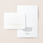 Carte Dorée Line Art Floral Élégant Merci de mariage (Affichage)