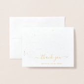 Carte Dorée Line Art Floral Élégant Merci de mariage (Devant avec enveloppe)