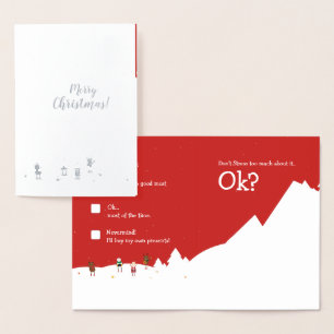Carte Dorée Liste de contrôle du Père Noël en argent Noël Élég