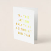 Carte Dorée Lit | Gold Foil Funny Christmas Card (Devant)