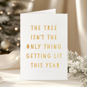 Carte Dorée Lit   Gold Foil Funny Christmas Card