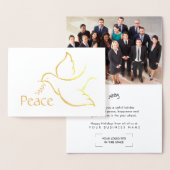 Carte Dorée Logo d'affaires et photo Christmas Dove Holiday Pe (Affichage)