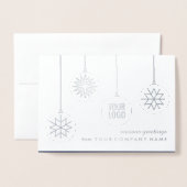 Carte Dorée Logo d'affaires et photo Noël Ornements Fête (Devant avec enveloppe)