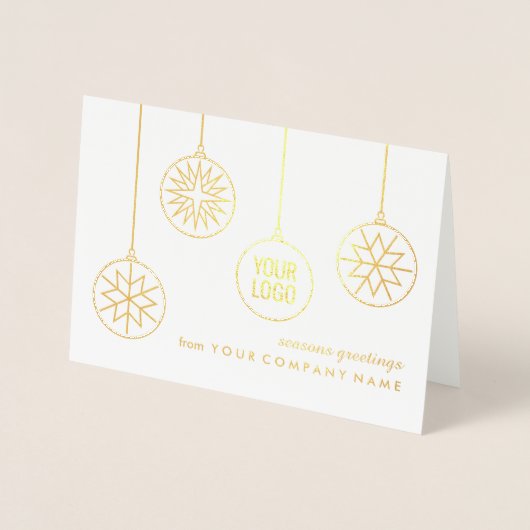 Carte Dorée Logo d'affaires Ornements de Noël Vacances simples (Devant)