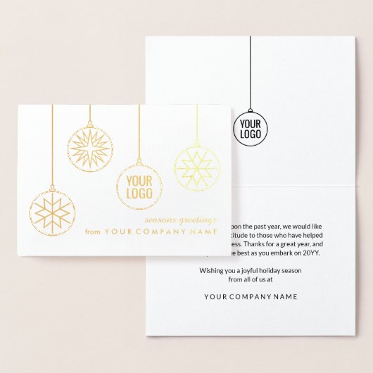 Carte Dorée Logo d'affaires Ornements de Noël Vacances simples (Affichage)