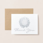 Carte Dorée Logo de l'entreprise Merci de tournesol argenté à (Devant avec enveloppe)