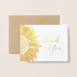 Carte Dorée Logo de l'entreprise Sunflower Gold Foil Merci Car