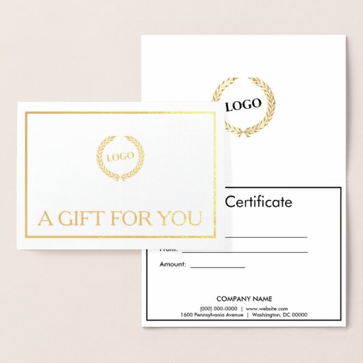 Carte Dorée Logo d'entreprise Certificat cadeau plié Gold (Affichage)