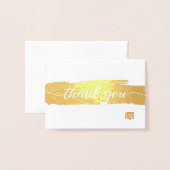 Carte Dorée Logo personnalisé de trait de brosse de script de  (Devant avec enveloppe)