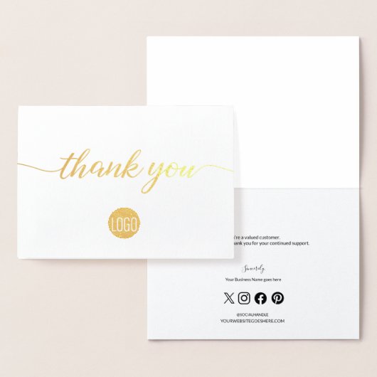 Carte Dorée Logo personnalisé Élégant Script Social Icons busi (Affichage)