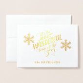 Carte Dorée L'or, C'EST LE TEMPS LE PLUS MERVEILLEUX DE L'ANNÉ (Devant avec enveloppe)