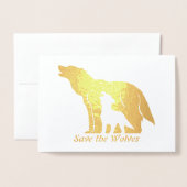 Carte Dorée Loups noirs et blancs (Devant avec enveloppe)