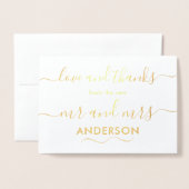 Carte Dorée Love et Merci Mariage Photo Gold (Devant avec enveloppe)