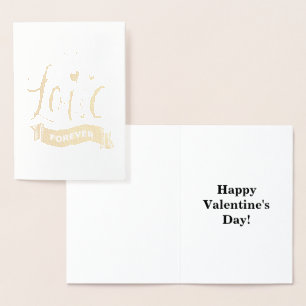 Carte Dorée Love Forever Valentine, Love Heart and Ribbon, ZFJ