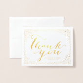 Carte Dorée Love & Merci Script Confetti Mariage Merci (Devant avec enveloppe)