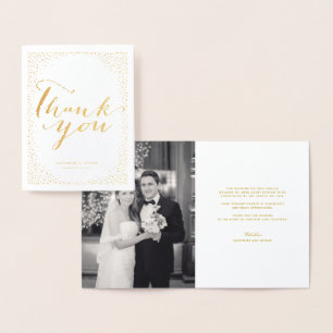 Carte Dorée Love & Merci Script Confetti Mariage Merci