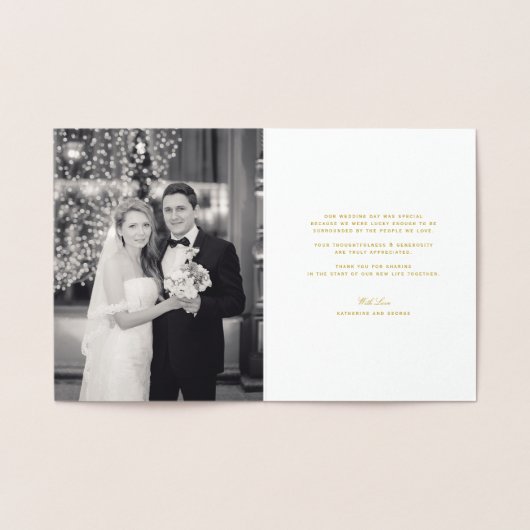 Carte Dorée Love & Merci Script Confetti Mariage Merci (Intérieur)