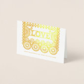 Carte Dorée Love Papel Picado Red Valentine's Day (Devant)