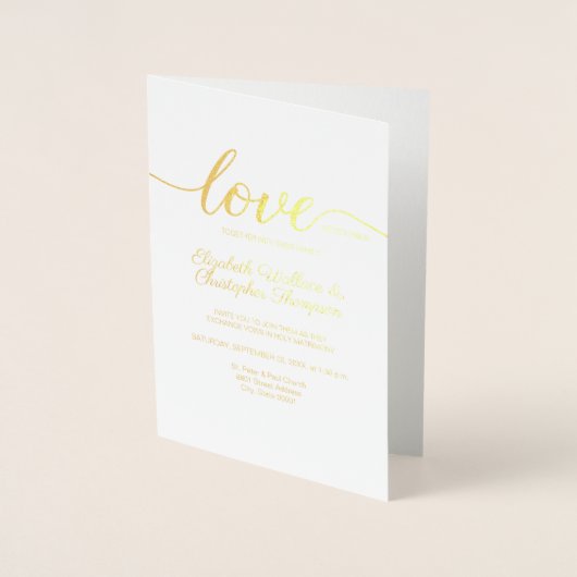 Carte Dorée Love Script Modern Custom Mariage chrétien (Devant)