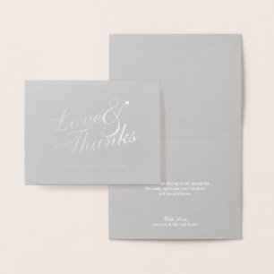 Carte Dorée 'Love&Thanks' Elégant mariage Merci Argent