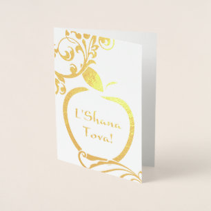Carte Dorée L'Shana Tova Pomme Florale
