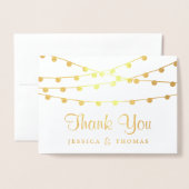 Carte Dorée Lumières de Chaîne Suspendues Photo de Mariage Mod (Devant avec enveloppe)