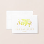 Carte Dorée Luxe Joyeux Noël Typographie Monogramme (Devant avec enveloppe)