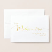 Carte Dorée Ma belle-mère le jour de mon mariage Écriture élég (Devant avec enveloppe)