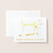 Carte Dorée Machine à coudre Seamstress "faite à la main" Noël (Devant avec enveloppe)