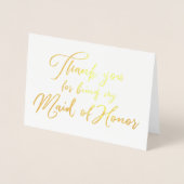 Carte Dorée Maid of Honor Beau Merci Mariage (Devant)