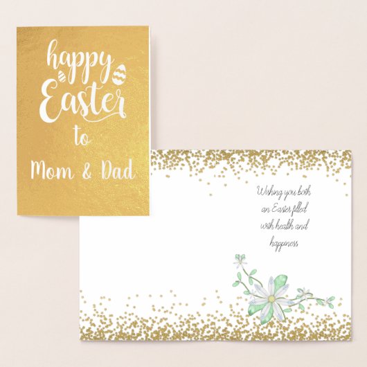Carte Dorée Maman et Papa Pâques VRAI FOILE (Affichage)