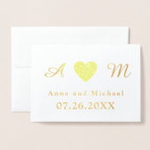 Carte Dorée Mariage à monogramme (Devant avec enveloppe)