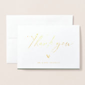 Carte Dorée Mariage Boho Script moderne Merci photo Foil Ca (Devant avec enveloppe)