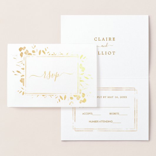 Carte Dorée Mariage Botanique Gold Greenery RSVP (Affichage)