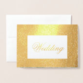 Carte Dorée Mariage Calligraphie Foliage Feuille Verdure Or (Devant avec enveloppe)