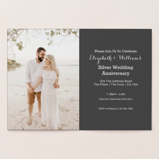 Carte Dorée Mariage d'argent 25e anniversaire (Intérieur)