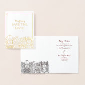 Carte Dorée Mariage de bois et de fríge Enregistrer la date Ca (Affichage)