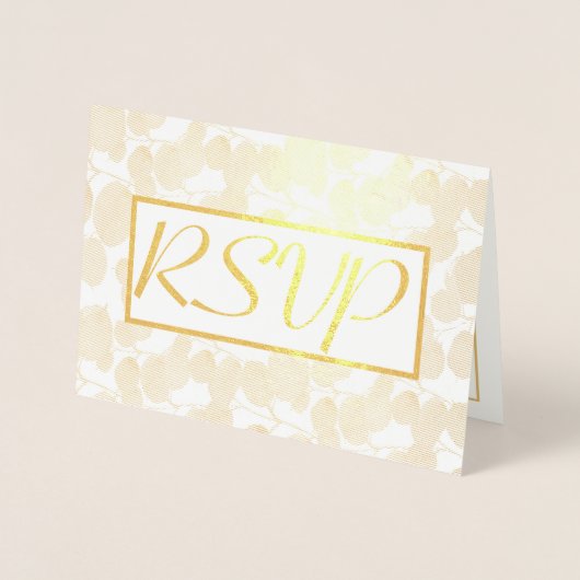 Carte Dorée Mariage de feuillage d'or RSVP (Devant)