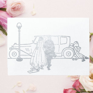 Carte Dorée Mariage de mariés des années 1920