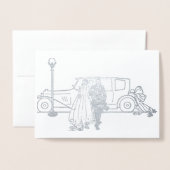 Carte Dorée Mariage de mariés des années 1920 (Devant avec enveloppe)