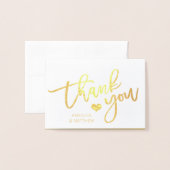 Carte Dorée Mariage de MERCI à huile d'or Brush | PHOTO (Devant avec enveloppe)